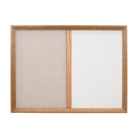 UNITED VISUAL PRODUCTS Decor Wood Combo Board, 60"x48", Light Oak/Grey & Forbo UV704DEFAB-LTOAK-GREY-FORBO